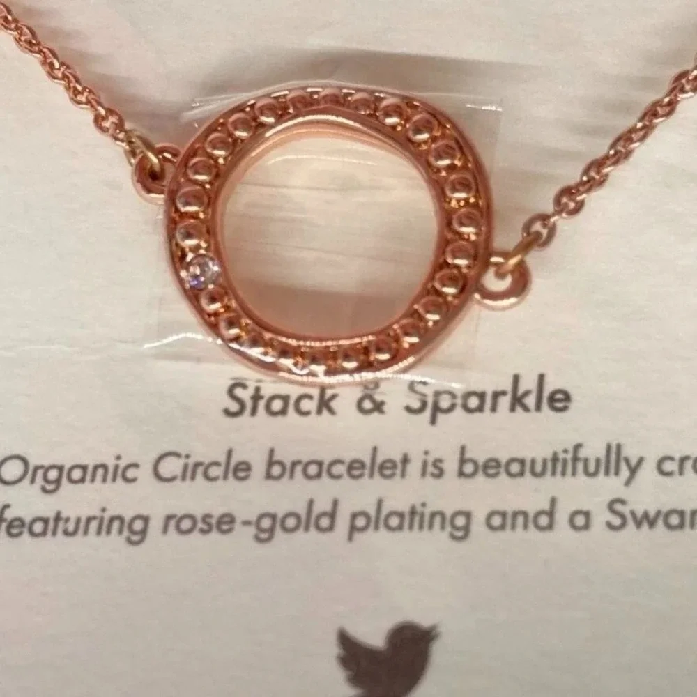 ADORE Swarovski Crystals Rose Gold Plated Organic Circle‎ Charm Bracelet